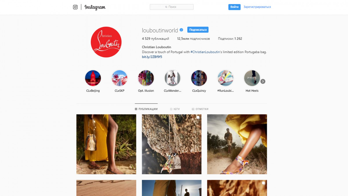  аватарки Christian Louboutin и Calvin Klein в Instagram
